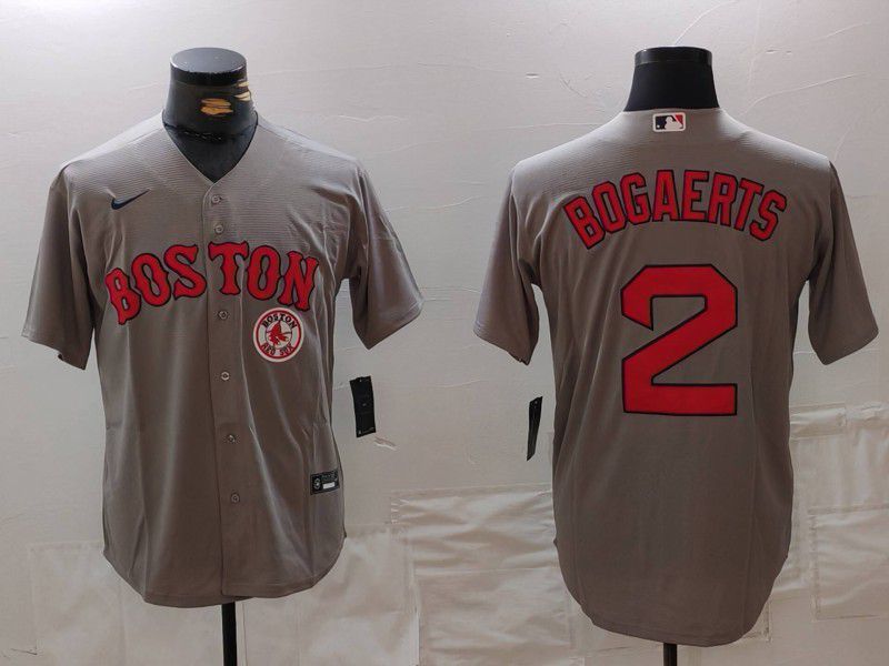 Men Boston Red Sox 2 Bogaerts Grey Game 2025 Nike MLB Jersey style 3